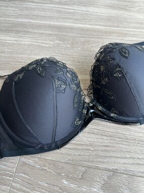 Victoria's Secret Black Lace Padded Balconette Bra